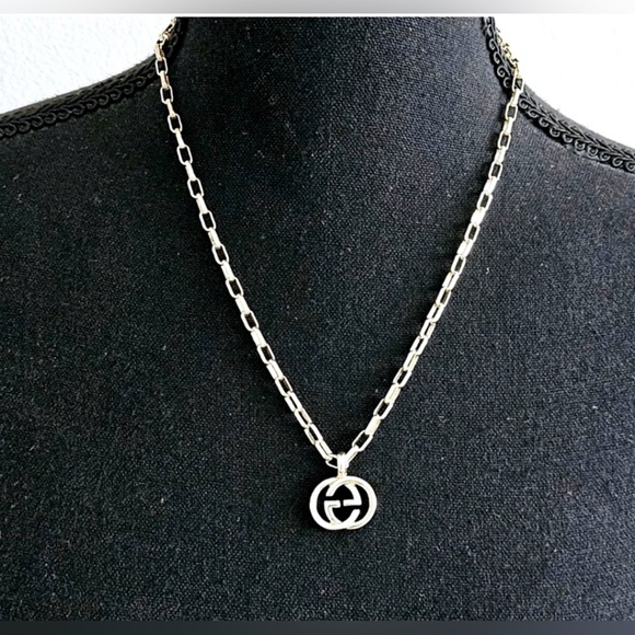Gucci Sterling Silver Interlocking GG Necklace - Picture 1 of 7
